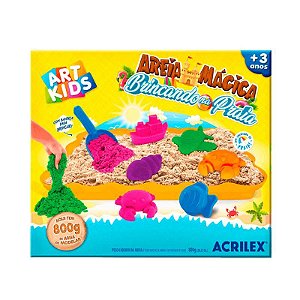 Kit Areia Mágica Acrilex Brincando na Praia 400g