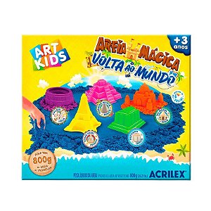Kit Areia Mágica Acrilex Volta ao Mundo 800g
