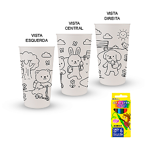 Kit Copos Eco para Pintar Bobby – Copos + Caixinha com 6 Gizes