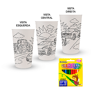 Kit Copos Eco para Pintar Carros – Copos + Caixinha com 12 Gizes