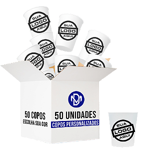 Kit 50 Copos Eco Personalizado Com Logo 250ml - Escolha a Cor