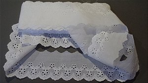 BA043 - 7,00cm x 13,70m | Bordado Inglês 100% Algodão Branco