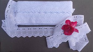 JE0062 - 5,00cm x 13,70m | Bordado Inglês 100% Algodão Branco