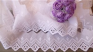 BA046 - 6,00cm x 10,00m | Bordado Inglês 100% Algodão Branco