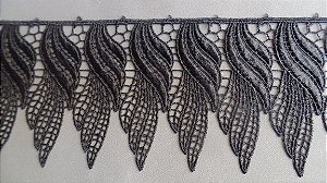 GP040P - 8,00cm x 13,70m | Renda Guipure 100% Poliéster BLACK