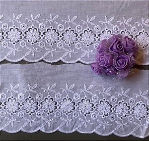 PM039 10,00cm x 13,70m | Bordado Inglês 100% Algodão Branco