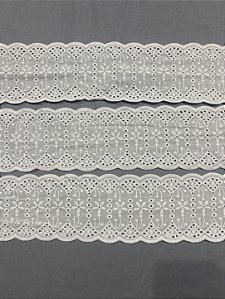 LC046 - 9cm x 13,70m | Bordado Inglês 100% Algodão Branco
