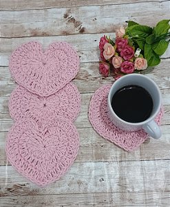 Descanso de copo coração (4 peças)