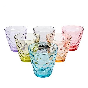 Jogo De Copo Vidro Gota De Chuva Color Importado 6 Peças 260ml