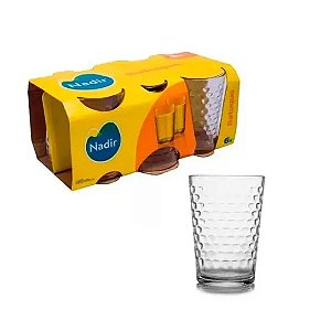 Jogo Copo Cylinder Agua E Suco Vidro 300ml - Kit 6 Unidades