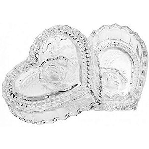 Potiche Coração Decorativo de Cristal Porta Com Tampa - Lyor