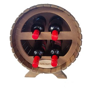 Porta Vinho Adega Madeira Redondo P/ 4 Garrafa MFD