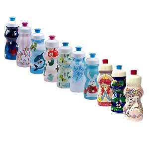 Kit 35 Garrafinha Garrafa Squeeze Infantil Estampada 250ml