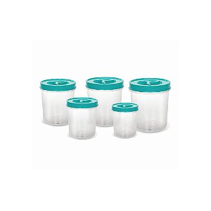Conjunto Mantimento Redondo C/ 5 Peças Tampa Rosca Erca Plast