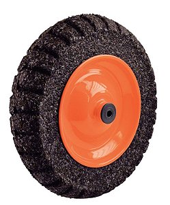 Roda metalica para carrinho de mao pneu macico com bucha plastica