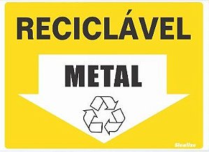 Placa  15X20Cm 220Bq Lixo Reciclavel Metal