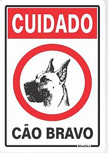 Placa  30X20Cm 250Ah Cuidado Cão Bravo