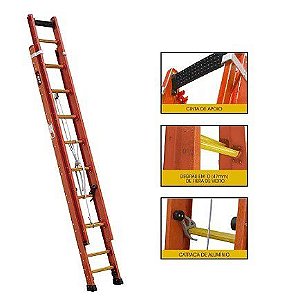 Escada Fibra Extensiva 15Dg 3,59X4,85 Profissional Laranja