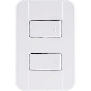 Conjunto 4X2 Com 1 Interruptor Simples 10 A 250 V + 1 Interruptor Paralelo Tramontina Tablet Branco