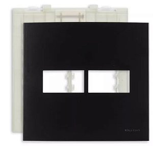 Placa 4x4 preta 2 postos clean ebony