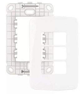 Placa 4x2 branca br b3 3 postos horizontal