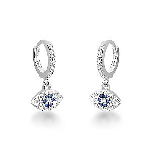 Brinco Argola Olho Grego Cravejado Prata 925