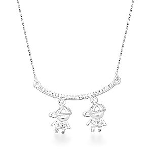 Colar Laço de Família Prata 925 - Menino e Menino