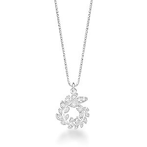 Colar Cravejado de Raminho Prata 925