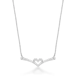 Colar Coração Cristalino Prata 925