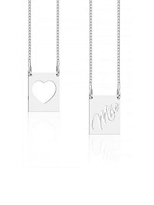 Escapulário Mãe com Coração Vazado em Prata 925