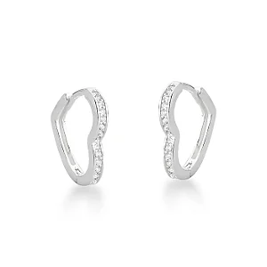 Brinco Argola Coração Cravejado em Prata 925