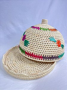 Cobridor De Bolo Bordado - Boleira - Porta Bolo De Palha De Carnaúba