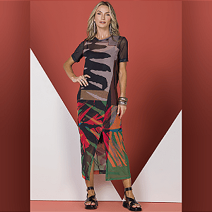 Vestido em Tule com Fenda Lateral - DE CHELLES 00865
