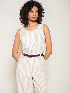 Regata Cropped em Risca de Giz e Fendas Laterais - BIAMAR 12066