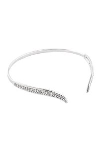 Bracelete Cravejado Fluir com Banho em Ródio Branco