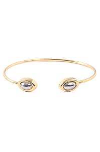 Bracelete Duplo Liso Dois Banhos | Ouro 18k e Ródio Branco