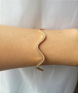 BRACELETE WAVE GOLD ZIRCONIA