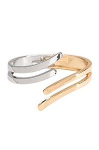 Bracelete Filete Duplo com Dois Banhos | Ouro 18k e Ródio Branco