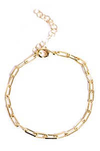 Pulseira Feminina Elos Médios Banhada a Ouro