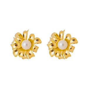 BRINCO VANESSA FLOR PEROLA GOLD