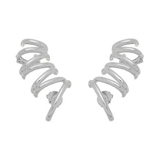 Brinco Flavia Ear Cuff Folheado em Ródio Branco