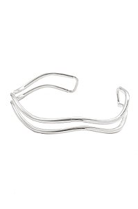 Bracelete Duplo Ondas com Banho em Ródio Branco