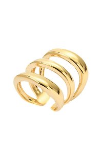 Anel Três Garras Regulável com Banho em Ouro 18k