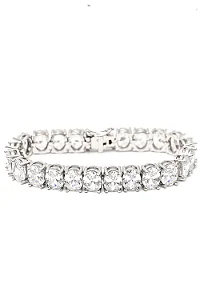 Pulseira Riviera Feminina Oval Banhada em Ródio Branco