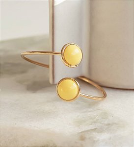 BRACELETE ENCONTRO 2 PEDRAS RESINA AMARELA GOLD
