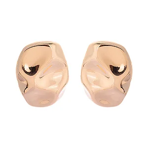 Brinco Oval Orgânico Amassado Dourado