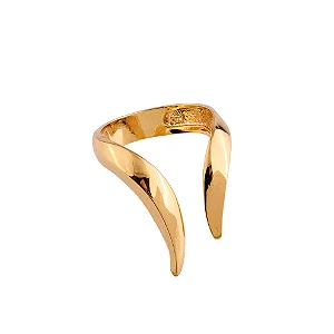 Anel Aberto Liso Ponta Dourado