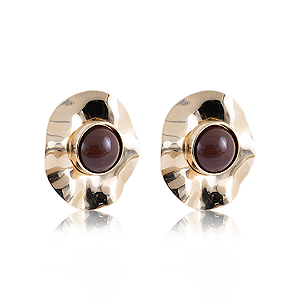 BRINCO CHAPA OVAL GOLD P MARROM