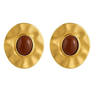 BRINCO CHAPA OVAL GOLD P MARROM