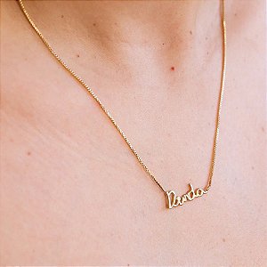 Colar Escrita Dinda Dourado